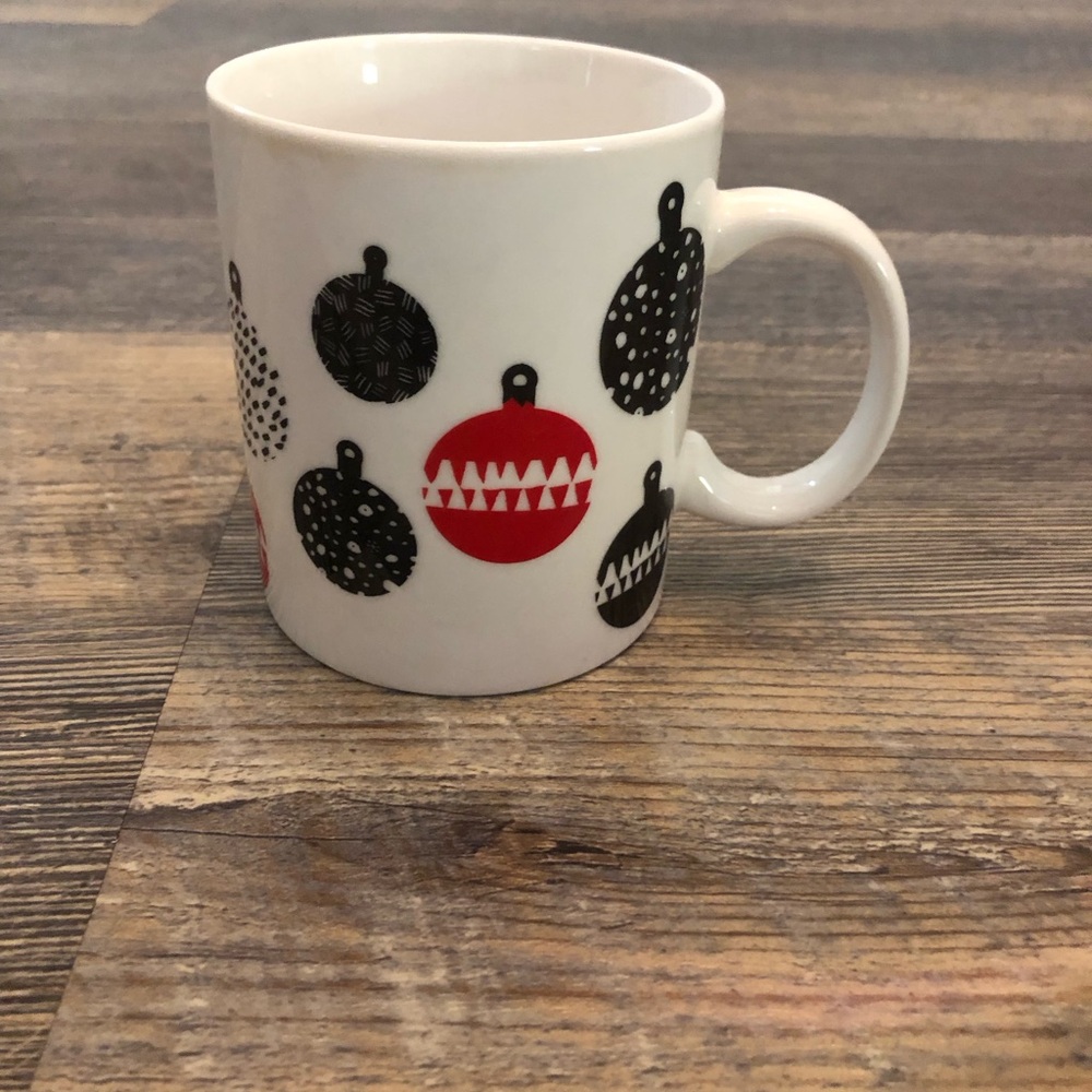 Starbucks Coffee Mug "Ornaments" Black Red 12 oz